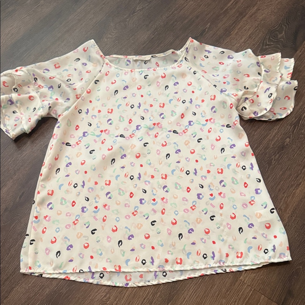 $ Clearance Sale $ ODDY Multicolor Abstract Animal Print Satin Top
